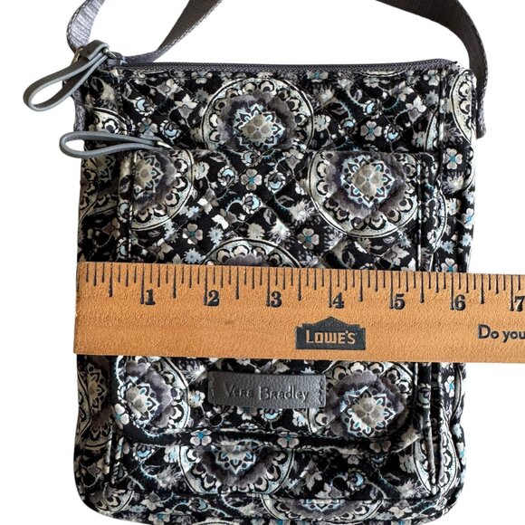 Vera Bradley Deluxe Crossbody Purse Bag Floral Blue Gray Adjustable Strap - Picture 5 of 16